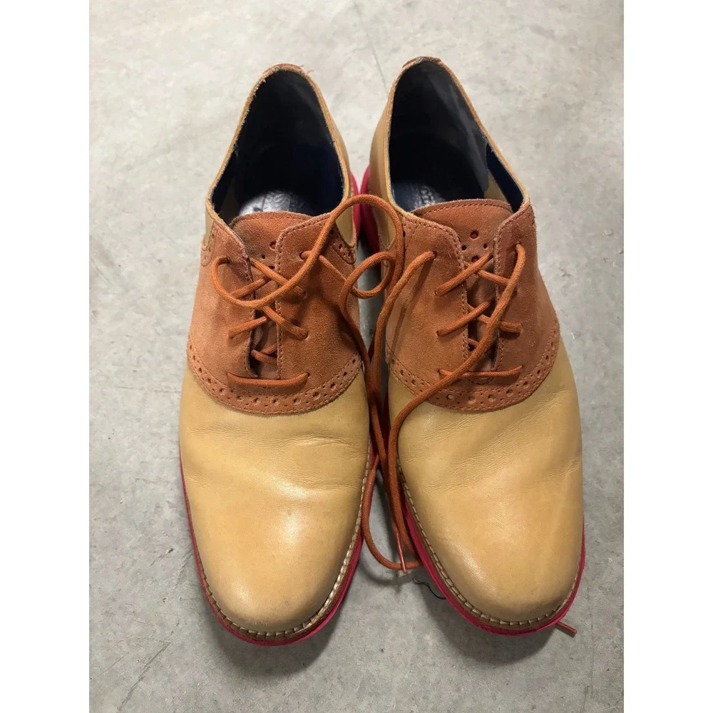 Cole Haan LunarGrand Wingtip Oxford Tan Orange Pink C11245 Mens 9.5 M